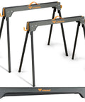 Image of Heavy Duty Folding Saw Horses 2 Pack Portable Work Table Stand 2200 Lb Load Capacity With Quick Open Legs And 2x4 Support.