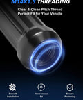 Close-up of threading on 24 Piece M14x1.5 Spline Lug Nuts Set For Chevy Tahoe Suburban Silverado GMC Yukon Sierra 1500 Ford Expedition One Piece Design With Socket Key Black Heavy Duty Coating