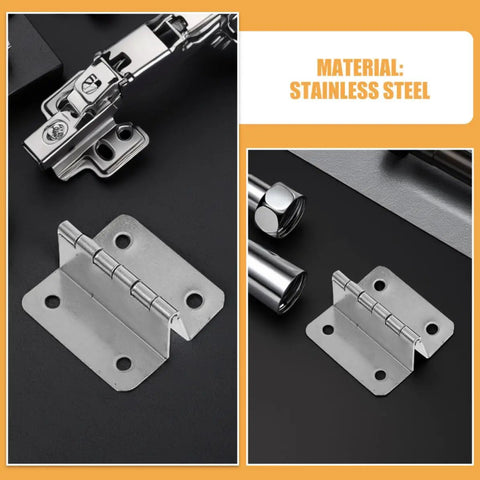 Sturdy Stainless Steel Right Angle Cabinet Door Hinges Set Of 8 Four Hole Four Fold Folding Butt Hinges with Smooth Rotation