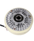 Built Tough Magnetic Powder Brake With Hollow Shaft, 25Nm Torque, 2.5kg, DC24V, 1000RPM, visible top view with wiring