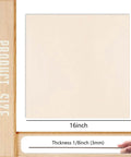 Basswood plywood sheet, unfinished wood, front view, 16x16 inches, 1/8 inch (3 mm) thick