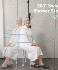 360 Degree Rotating Shower Chair With Easy Tool Free Setup Adjustable Tub Stool And Bathtub Seat Bench Anti Slip Rubber Tips