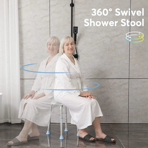 360 Degree Rotating Shower Chair With Easy Tool Free Setup Adjustable Tub Stool And Bathtub Seat Bench Anti Slip Rubber Tips