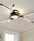 Dope Ten Head Modern LED Ceiling Light With Recessed Mount 4000K Warm White Black And Gold Finish Mega 42.5 Inch Diameter Fixture