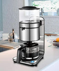 Boss Level Heavy Duty Stainless Steel Automatic Drip Coffee Machine For Home And Commercial Use Ultra Capacity 1250ml Makes 5 To 10 Cups Top Heating Tech Insulated Thermal Carafe Anti Drip Design Wide Mouth Nylon Filter Rotary Funnel in kitchen setting