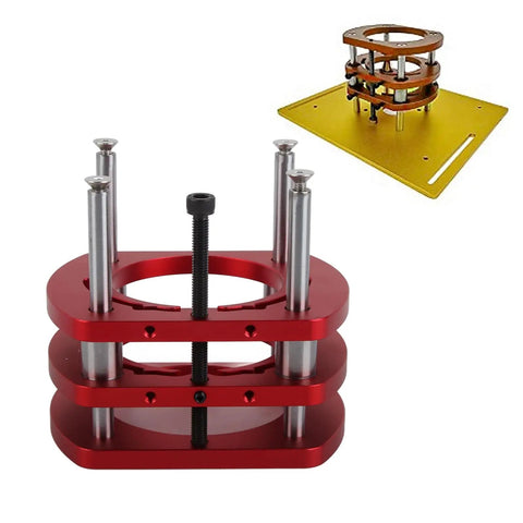 Heavy Duty Aluminum Router Lifter System With 2.008 Inch Lift Crank Handle 4 Jaw Clamp For Small Trimming Machines DIY Woodworking Router Table Upgrade For Precise Cuts, red aluminum base