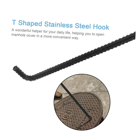 Beefy Steel Manhole Cover Lifter And Roller Shutter Door Hook With A Knuckle Friendly Grip for easy sewer cover lifting.