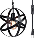 Plug In Dope Rustic Metal Pendant Light With Adjustable Ring Spheres, Vintage Industrial Chandelier for kitchen and dining