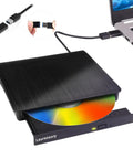 Portable External CD DVD Drive For Laptop With USB 3 0 Type C Black Slim Optical Drive Burns CDs DVDs Plays Rips And Backups Fast Plug And Play For Laptop Mac PC With Easy Data Transfer And Media Playback, black slim drive with USB-C and USB-A adapters