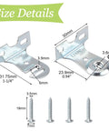 Heavy Duty Metal Roller Shade Bracket Two Pack Outside Mount Hardware; iron hooks with size details and screws.