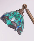 Detail of Tiffany Style Floor Lamp With Swivel Arm Stained Glass Dragonfly Green Reading Light 72 Inch Tall Torch Lamp Adjustable Angle