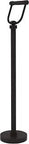 Oil Rubbed Bronze Free Standing Toilet Paper Holder In Solid Brass Heavy Base Prevents Tipping Felt Pad Keeps Surfaces Scratch Free Corrosion Resistant Finish Built To Last Bathroom Accessory For Modern Homes, upright view of brass holder