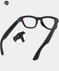 Top Shelf Replacement Temple Screws And Quick Fix Screwdriver Kit For Ray Ban Meta Wayfarer showing black glasses with hinge detail.