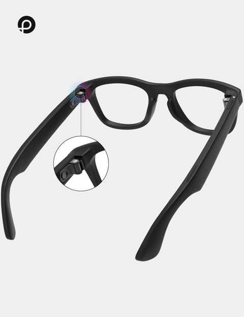 Top Shelf Replacement Temple Screws And Quick Fix Screwdriver Kit For Ray Ban Meta Wayfarer showing black glasses with hinge detail.