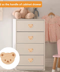 Bear Shaped Wooden Knobs 6 Pieces Single Hole Beech Wood Cabinet Handles on kids room dresser