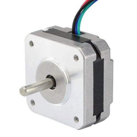 2 Pack Nema 17 Stepper Motors For DIYers And Makers Of 3D Printers And CNC Machines - 1A 13Ncm 42x42x20mm, 4 Wire 2 Phase, 5mm Shaft, Quiet High Torque, Reliable Precision Motion Control For Prototyping And Hobby Projects, silver motor with 5mm shaft