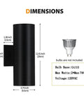 4 Pack Outdoor Wall Lights For Porch And Patio, Waterproof Black Aluminum Sconce Fixtures with dimensions and bulb specs