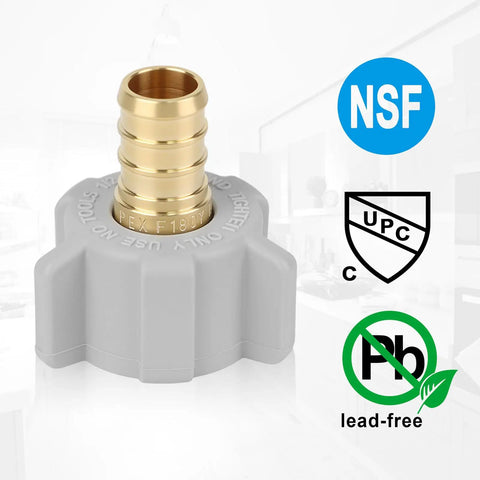 10 Pack Half Inch PEX to Half Inch Female NPT Swivel Brass Fittings Adapters Lead Free Potable Water Connector PEX B and C Compatible NSF ASTM F1807 Certified RV Plumbing Adapter for Easy DIY Repairs, lead-free brass swivel fitting