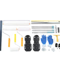 Self Leveling Epoxy Floor Kit For DIY And Commercial Refinishing With 20 Inch And 9 Inch Defoaming Rollers Notched Squeegee Spiked Shoes
