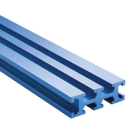All In One Aluminum T Track Fence System For Woodworking A 36 Inch Universal Track With 3 Inch Multi Track On Every Face To Build Custom Fences Jigs And Fixtures Accepts Quarter Inch T Bolts Quarter Inch Hex Bolts And Five Sixteenth Inch T Bolts, blue extruded aluminum material