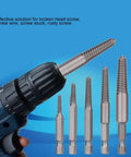 Cr-Mo Steel Screw Extractor Kit 5-Piece Fine Teeth Tool Set For Stripped Broken Rusty Bolts And Damaged Screws Heavy Duty Removal Gear For Garage Pros, 5 pieces
