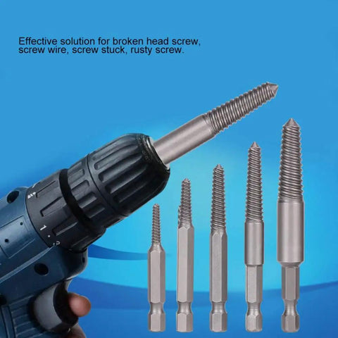 Cr-Mo Steel Screw Extractor Kit 5-Piece Fine Teeth Tool Set For Stripped Broken Rusty Bolts And Damaged Screws Heavy Duty Removal Gear For Garage Pros, 5 pieces
