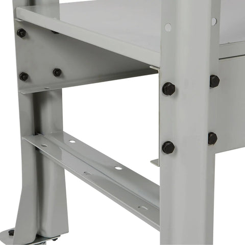Beefy Heavy Duty Tear Down Table Workbench With Drain, Steel Work Surface And Built In Containment Basin, Lockable Storage Drawer