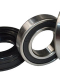 Heavy Duty Washer Tub Bearing And Seal Kit Replacement Featuring Two Tough Bearings And One Failproof Gasket. Three bearings shown.