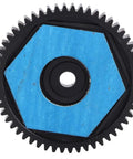 Beefed Up Metal 56T Spur Gear for RC cars, 32P replacement upgrade, high precision teeth, blue gasket, compatible with SCX10 II.