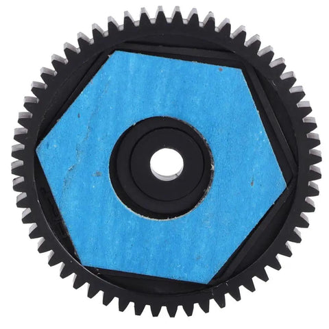 Beefed Up Metal 56T Spur Gear for RC cars, 32P replacement upgrade, high precision teeth, blue gasket, compatible with SCX10 II.