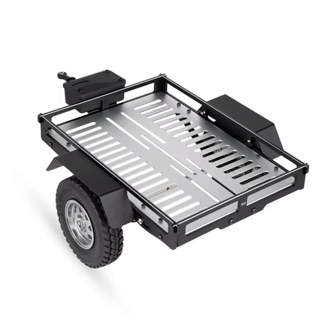 Aluminum RC Car Chassis Frame Red Lightweight Upgrade For Off Road Rock Crawler Builds showing trailer hopper accessory