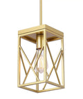 Modern Gold Pendant Light With Metal Cage One Light Adjustable Rods Mini Pendant Fixture For Kitchen Island Cafe Bar And Farmhouse Decor