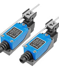 Adjustable Rod Lever Momentary Limit Switch 1NC 1NO ME-8107 2 Pack shown with metal body and adjustable rod lever