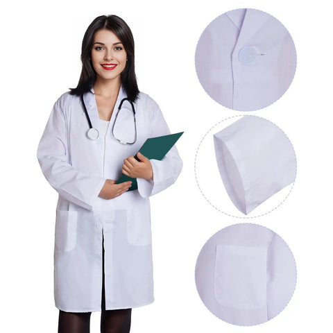 Unisex White Lab Coat Halloween Costume For Scientists And Doctors Long Sleeve Doctor Style Coat Adult Nurse And Student Look