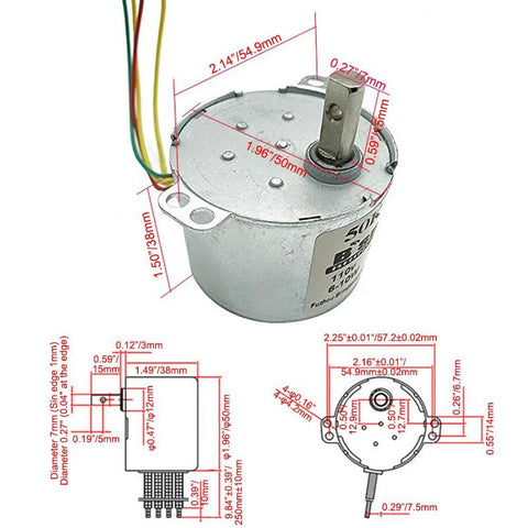 Bringsmart 50KTYZ 110V 10rpm AC gear motor with CW/CCW, metal housing, multi-colored wires