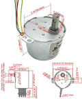 Diagram of 110V AC Synchronous Gear Motor 50KTYZ 45 RPM CW CCW Low Noise Tiny 6 To 10W Barbecue Grill Motor with dimensions