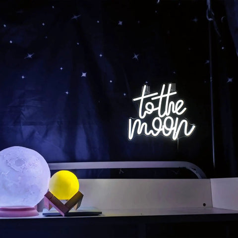 To The Moon Neon Sign LED Letters White Neon Light For Wall Decor
