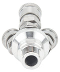 3 Way Quick Connect Air Hose Splitter Universal Type Male Thread Swivel Air Compressor Fittings Round Air Splitter Manifold G1/2 Heavy Duty Quick Lock Explosion Proof Design front view