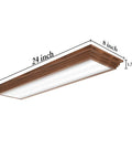 2-Foot LED Light Fixture With Wood Look Wraparound Dimmable 3000K 4000K 5000K Color Temperature 30W 3300LM Flush Mount Ceiling Light