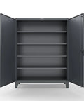 Heavy Duty Industrial Storage Cabinet, 60 Inch Wide By 24 Inch Deep By 78 Tall, 12 Gauge Steel, Dark Gray, open view with shelves.