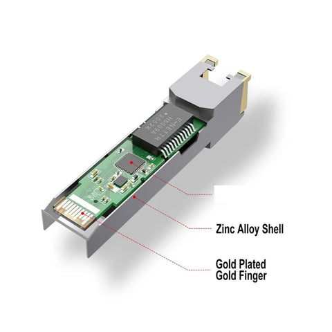 Easy Plug And Play SFP Copper Module With RJ45 Port For 100M Fiber Optic Transceiver In Your Ethernet Switch, 2.5G Ready, One Pack, Solid Dope Build For Fast Reliable Networking, zinc alloy shell, gold plated gold finger