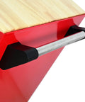 Red handle of 9 Drawer Rolling Tool Cart With Wooden Top Ball Bearing Slides Heavy Duty Metal Cabinet On Wheels And Handle For Garage