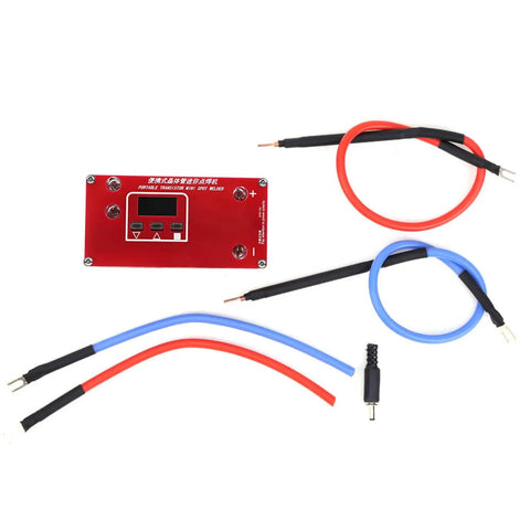 Spot Welder Portable Mini Welding Machine For Lithium Battery Packs With U Shaped Electrodes No Socket Needed shown with cables