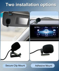 Crystal Clear 3.5mm Car Microphone For Aftermarket Radios With 16.4 Feet Cable And 2.5mm Adapter installation options, clip and adhesive mount.