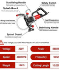 Heavy Duty Knockout Performance 16 Inch Toroidal Concrete Ring Saw Featuring Brushless Copper Motor And Reinforced Titanium Blades For Rapid Wall Chasing And Zero Dust Cleanup with safety switch and stabilizing handle.