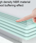 Foam Edge Protectors For Furniture Corner Guards Bumpers Protective Cushions White 5 Pack Easy Install shown being pressed