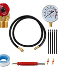 12 Piece Air Tank Repair Kit With Pressure Gauge And Hose Assembly, Aluminum Manifold, Valve Core Tool And Valve Cores