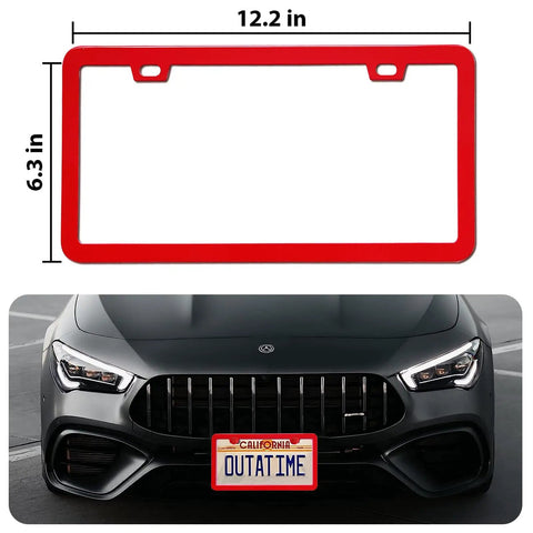 2 Pack Aluminum License Plate Frame For Cars And Trucks Dope Rust Proof Front And Rear Holder Cover, Red, 12.2x6.3 in