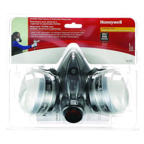 Reusable Half Mask Respirator For Paint Spray And Pesticides With OV Cartridges And R95 Filters, Convenience Pack, Large Size