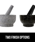 Image of 100 Percent Natural Granite Mortar And Pestle Set With Non Scratch Base Heavy Duty Unpolished Molcajete, two color options shown.